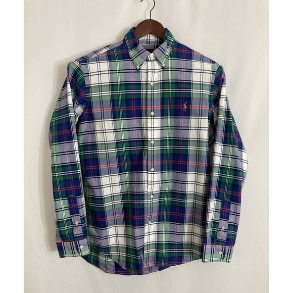 Ralph Lauren Shirt Men’s L Plaid Oxford Classic Fit Button Down Pony Logo - Picture 2 of 9